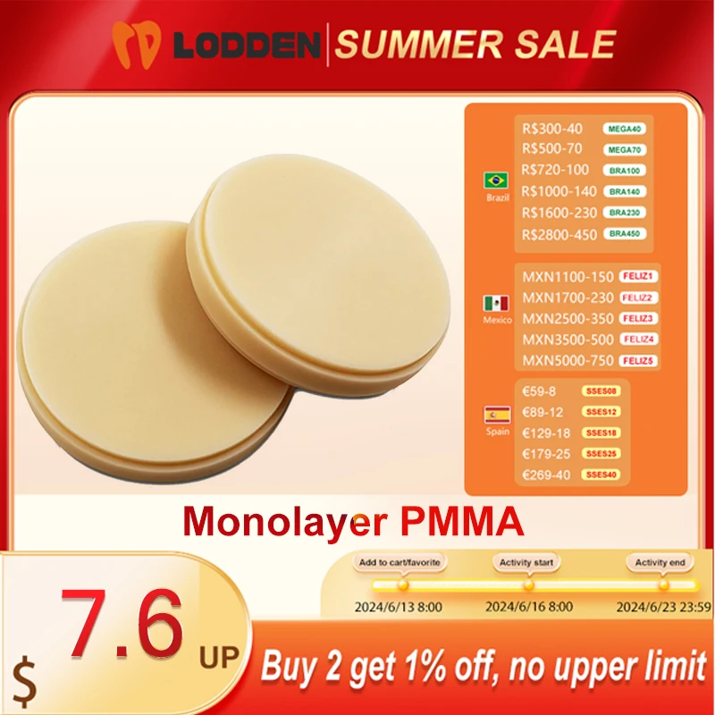 Стоматологические монослойные блоки PMMA 98*10-30 мм, фрезерные диски для стоматологической лаборатории, материал CAD CAM, Preshade, монохромный полимерный диск