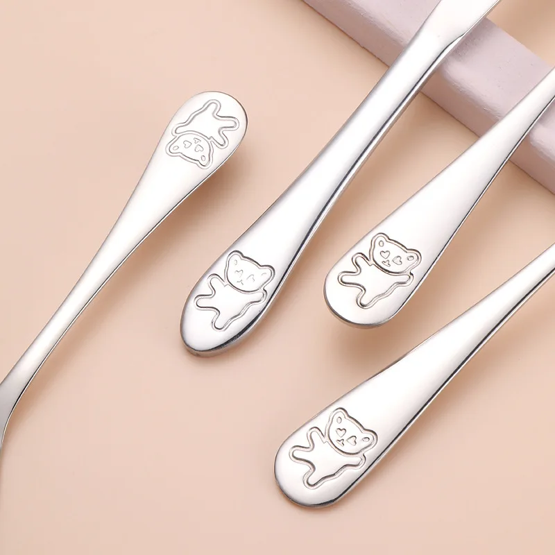 Cartoon Bear Spoon Fork Knife Cutlery Set for Kids Travel Portable Cute 304 Stainless Steel Kitchen Dinnerware Set Tableware
