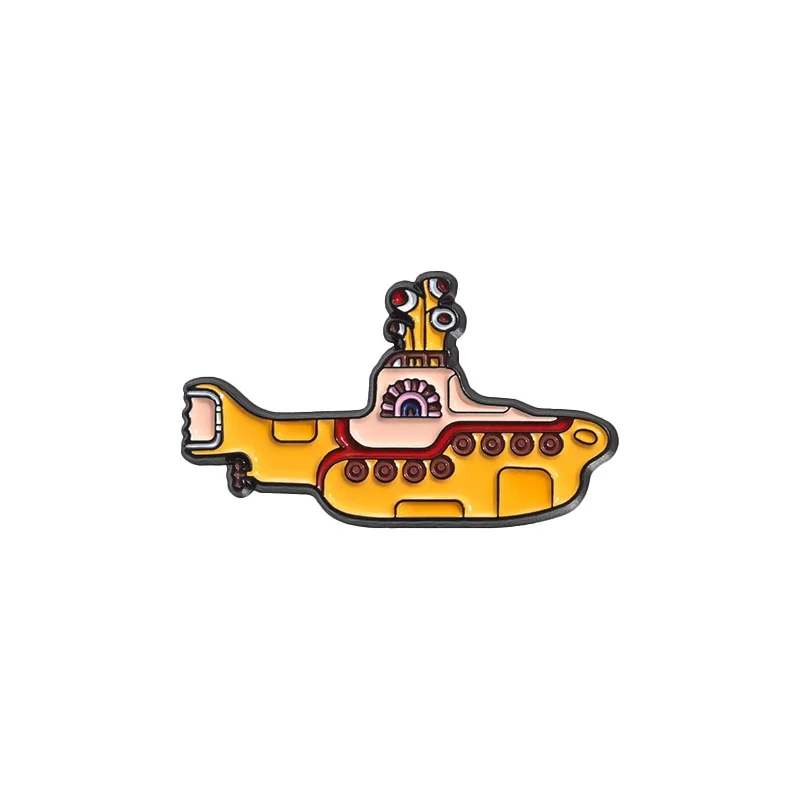 Custom Yellow Boat Steamer Enamel Pin - Unique Decorative Brooch for Clothing or Accessories Gift