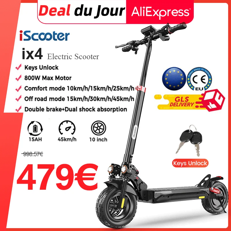 Accélérateur étanche Pour Trottinette électrique IScooter IX3/iX4 Etc. – Connecteur 8mm, Levier Droit – Pièce Rechange