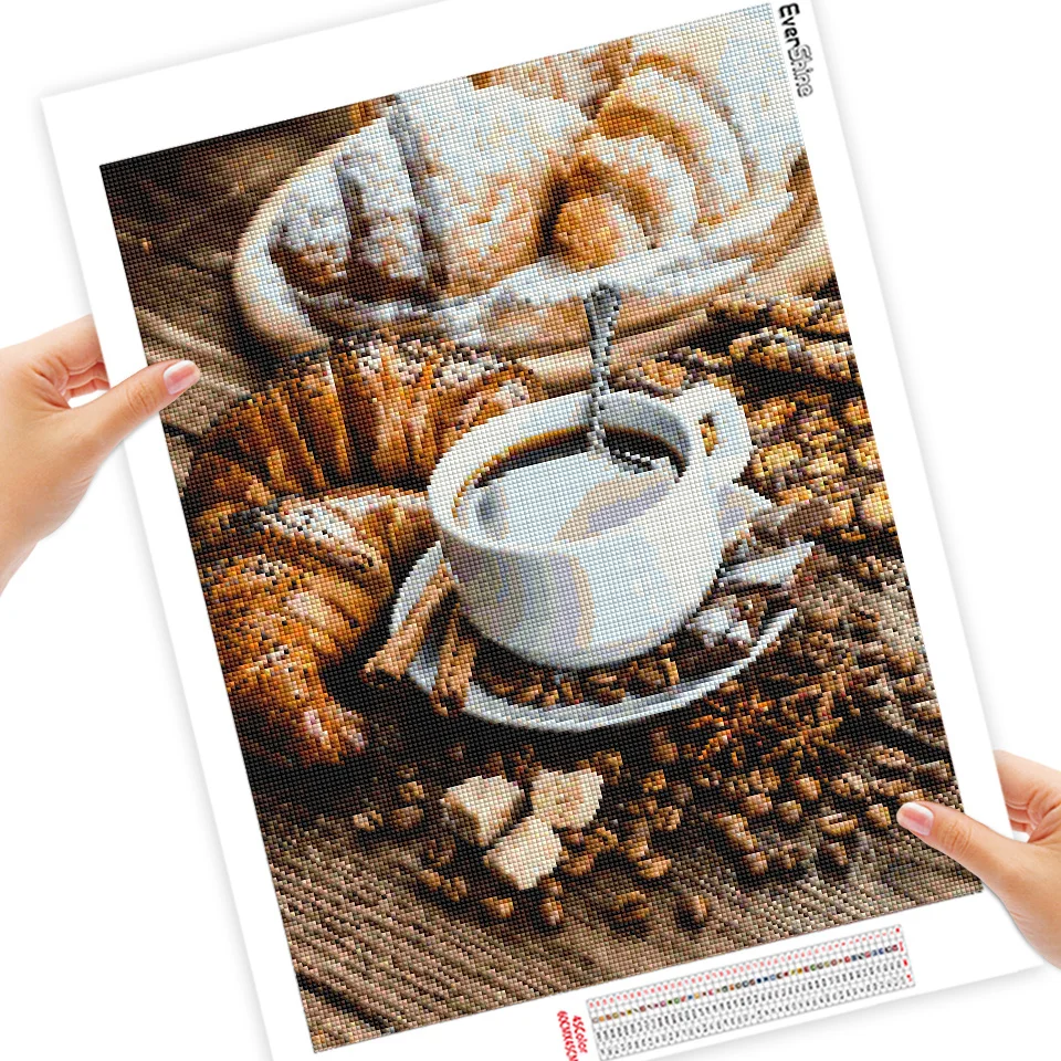 EverShine Diamond Painting Kitchen Diamond Embroidery Coffee Picture Rhinestones Bread Cross Stitch Scenery Home Decoration diamond painting,diamond painting accessories,diamond painting accessory box