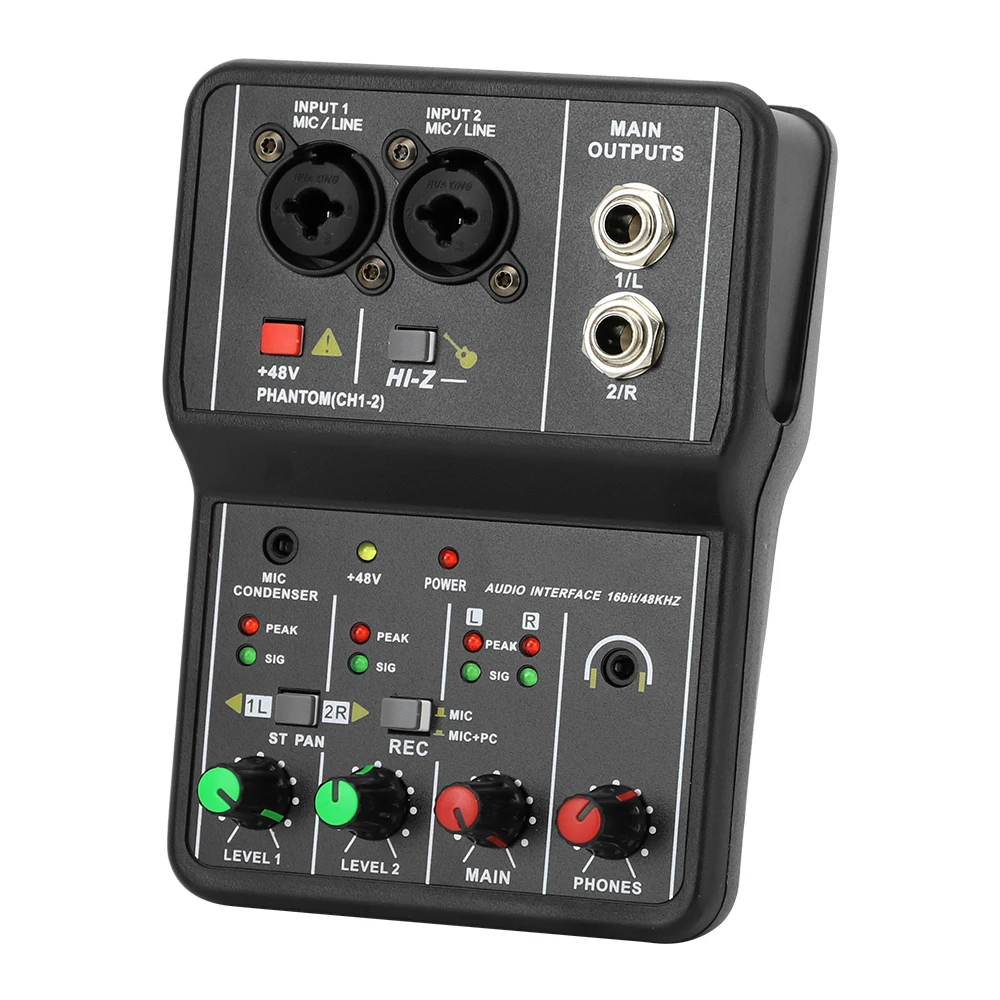 Q12 Audio Interface Sound Card with Monitor Mixing Console for Studio