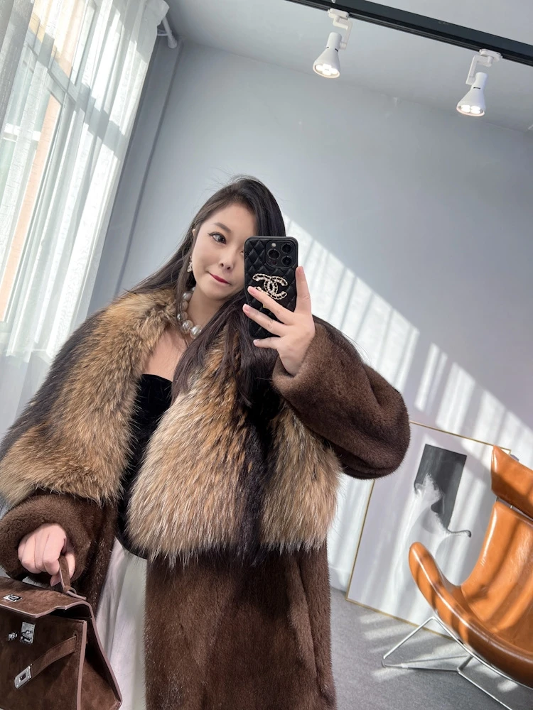 Manteau En Fourrure De Vison D'élevage - Taille 40, Couleur Marron, Sur Commande