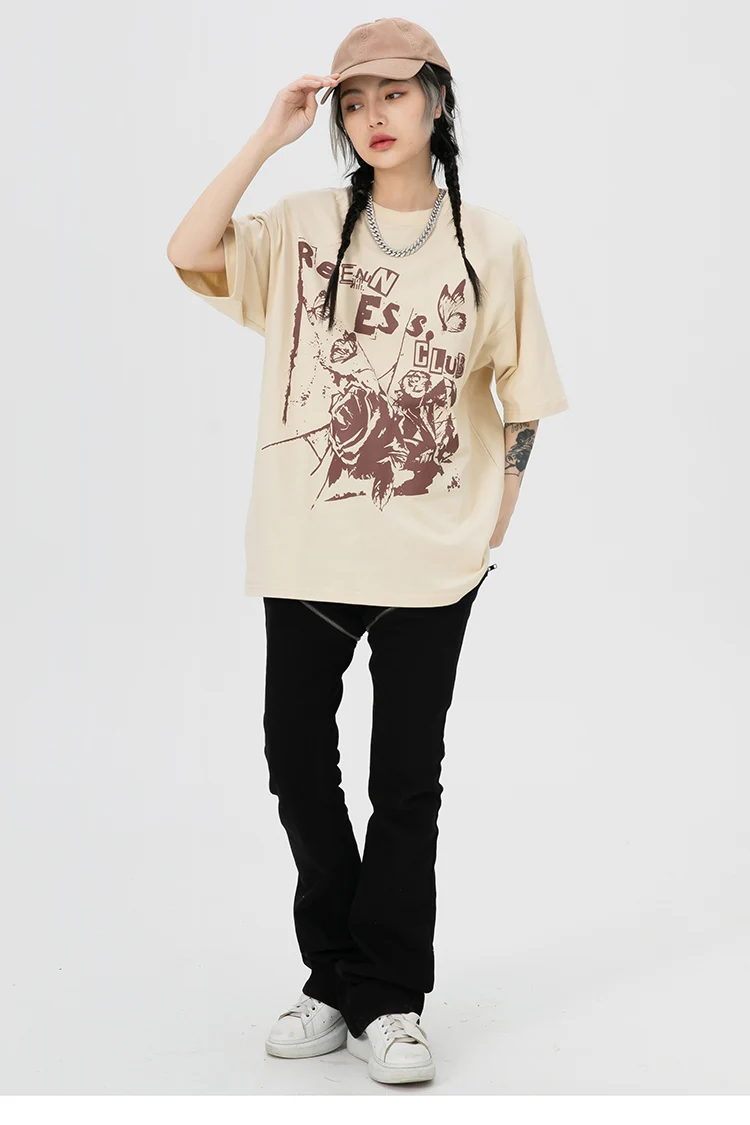 Rose Butterfly Graphic T-Shirt S05da06d84e5144f7a19fb8905a1ea6d89