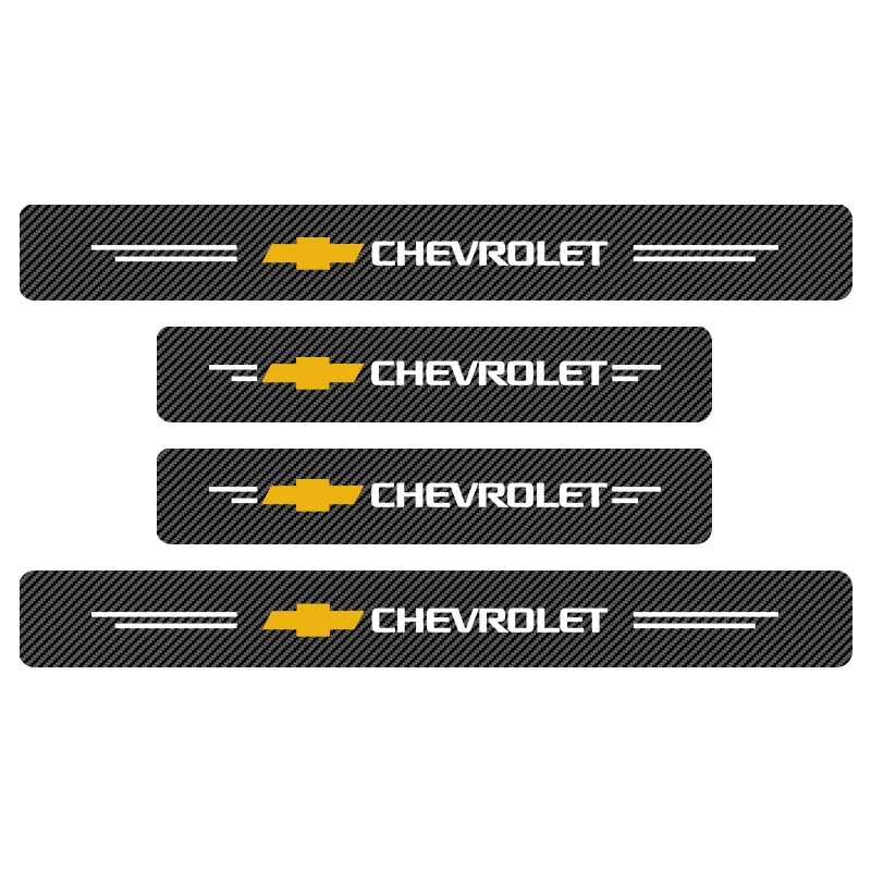 4Pcs Carbon Fiber Look Door Sill Protectors for Chevrolet Silverado Impala Malibu CruzeCamaro etc Scratch Resistant,Easy Install 3