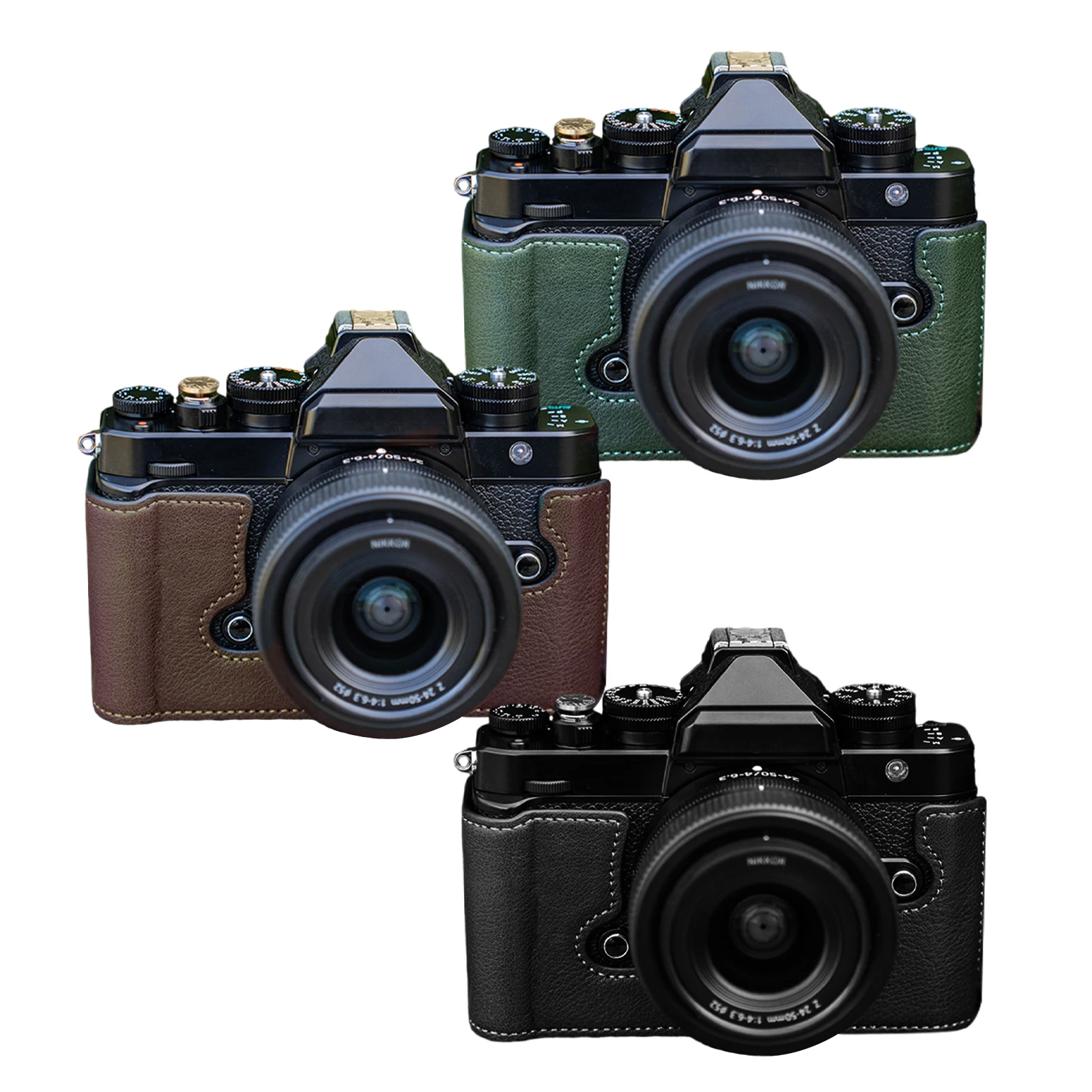Zf-レトロな革のカメラ,手作り,レトロなスタイル,茶色,黒,緑,高品質  