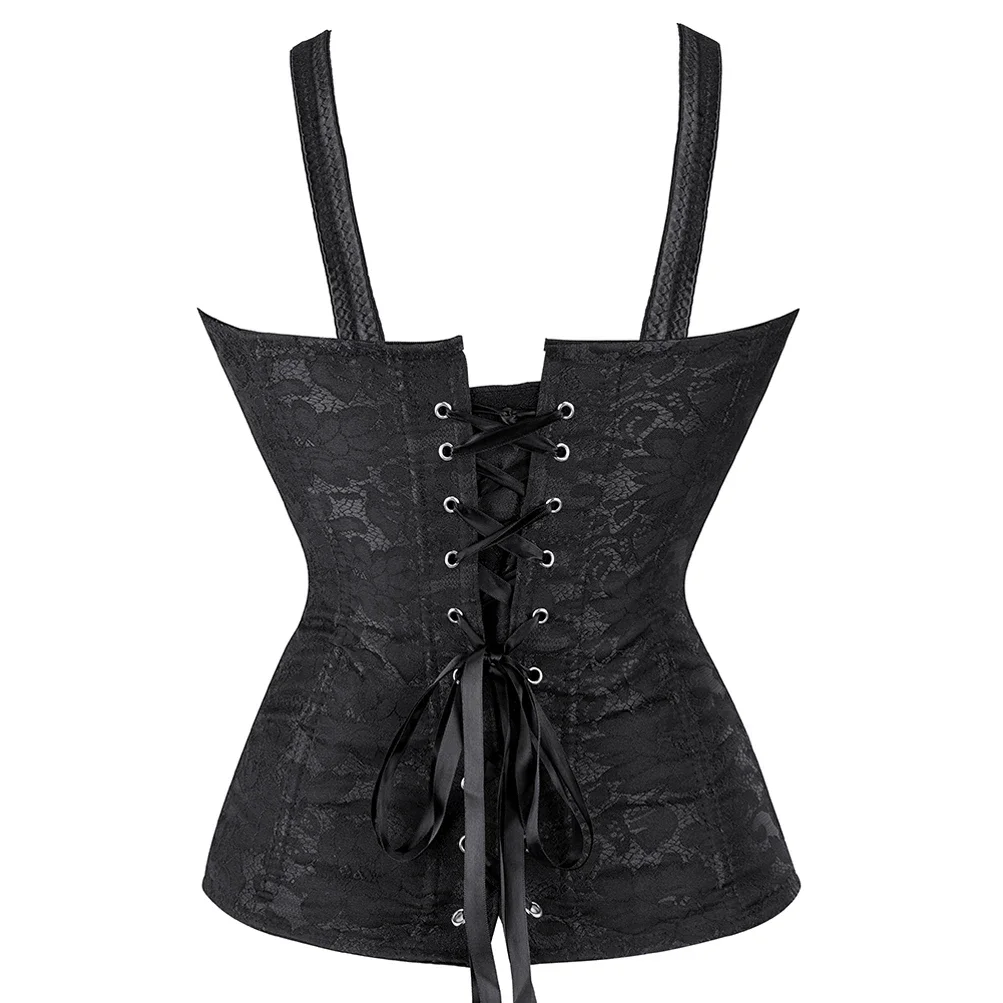 Women's Corset Steampunk Bustier Satin Floral Lace Up Corsets with Long Tulle Skirt Sexy Bachelorette Party Costume Plus Size