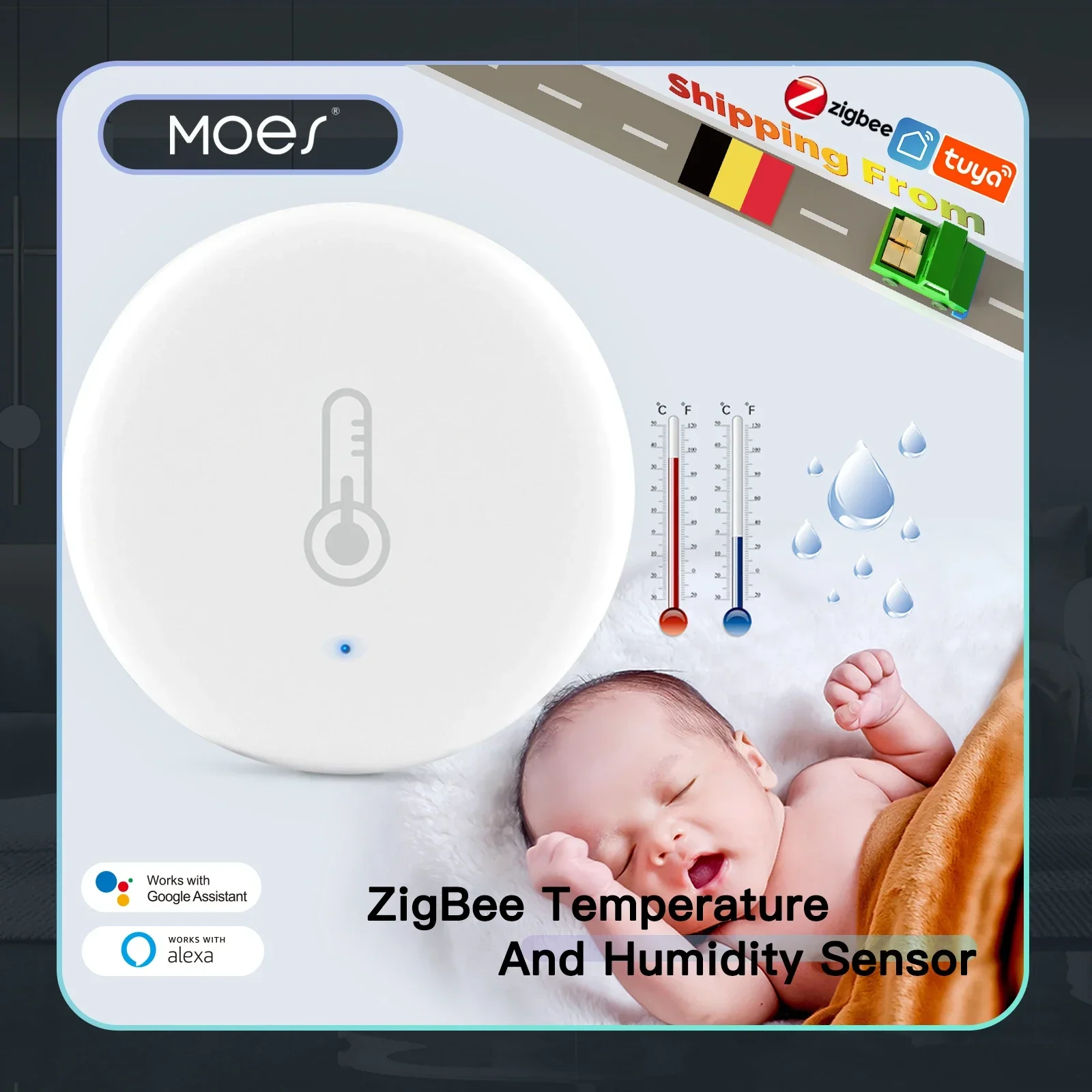 Temperature Humidity Sensor Temperature Humidity Meter MOES ZigBee Smart Temperature And Humidity Sensor Battery Powered Security Mini Thermometer Hygrometer Tuya Smart Life App