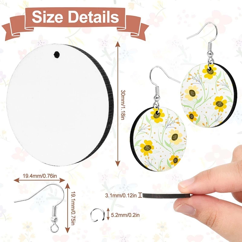Y4QE 40Pcs Sublimation Blank Earrings Heat Transfer Earrings Unfinished Earring for Jewelry DIY Making Crafts Supplies