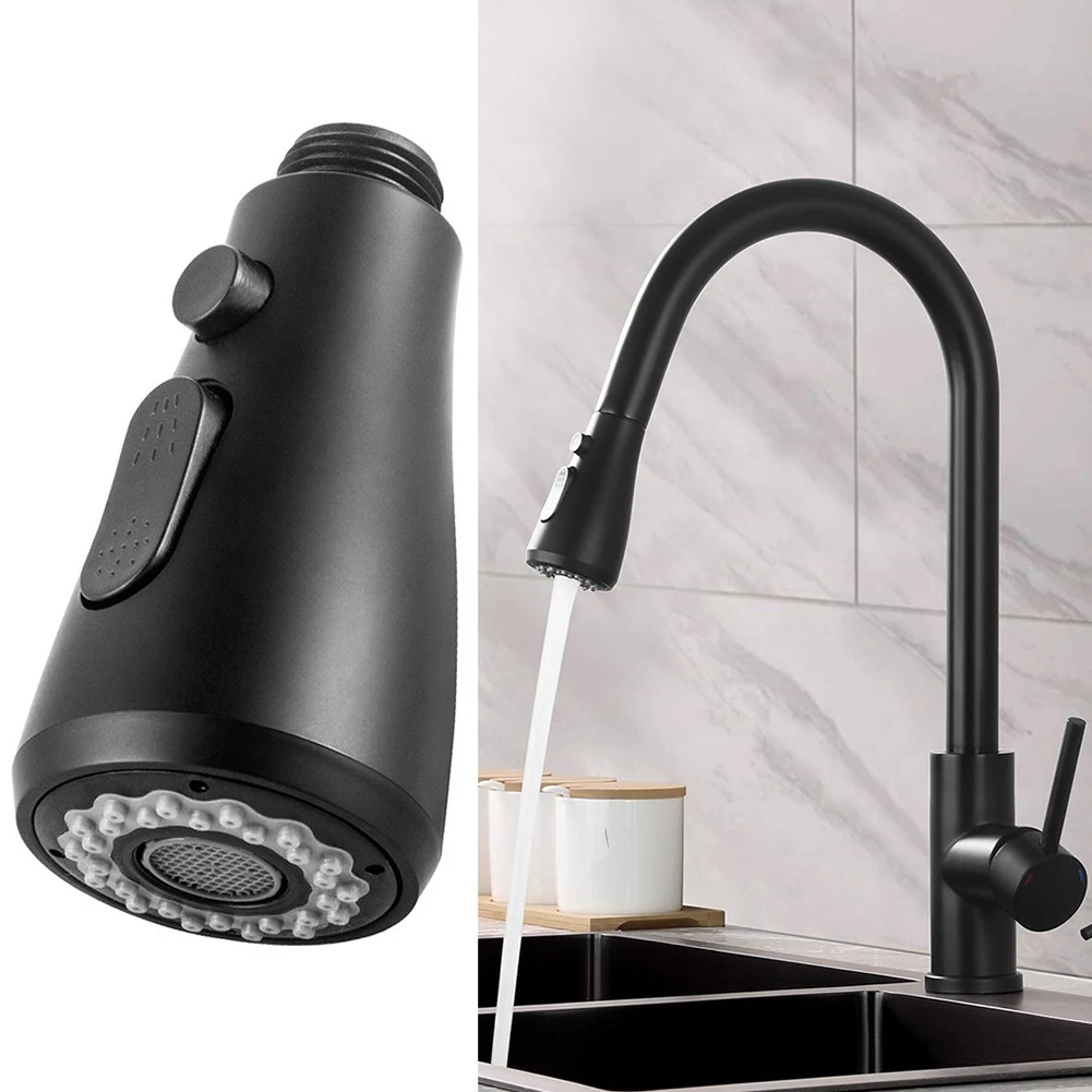Faucet Sprayer Head Pull Out Spray Shower Head Setting Kitchen Faucet Replacement Tap Sprayer Black Universal 1/2 In  Connection