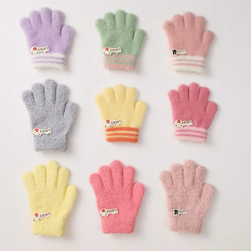 Cartoon Knitted Children Gloves Soft Warm Full Fingers Gloves Knitted Mittens For 1-3 Years