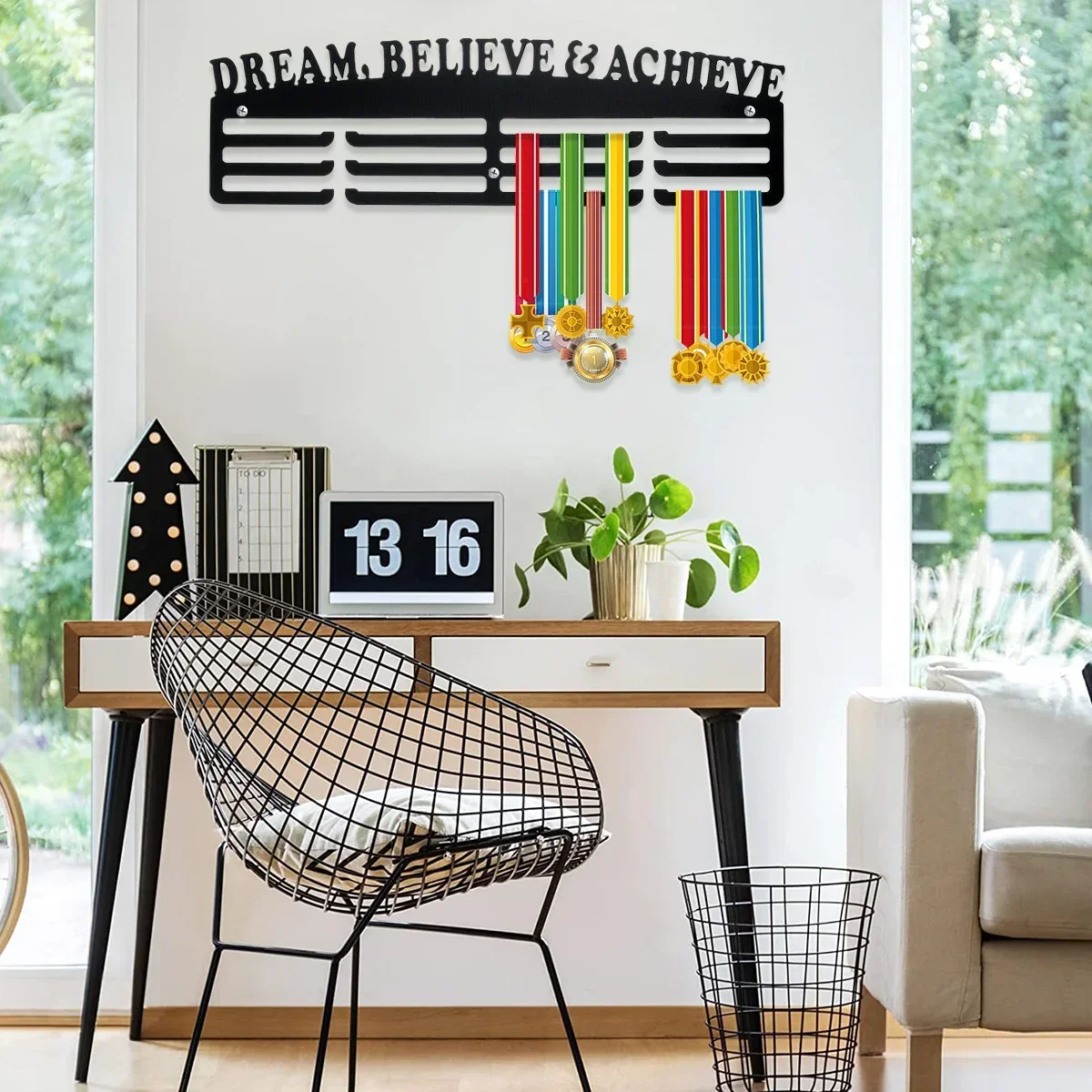 Medal Holder Display Hanger Personalized Medal Wall Hanger for Sport Race Runner Sturdy Black Steel Metal Easy to Install 5