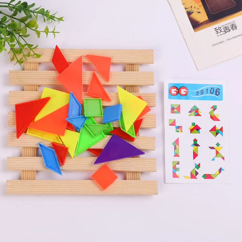 15 Bags Mini Plastic Tangram Puzzle Game Developmental Toys for Kids Birthday Party Favors School Rewards Pinata Filler