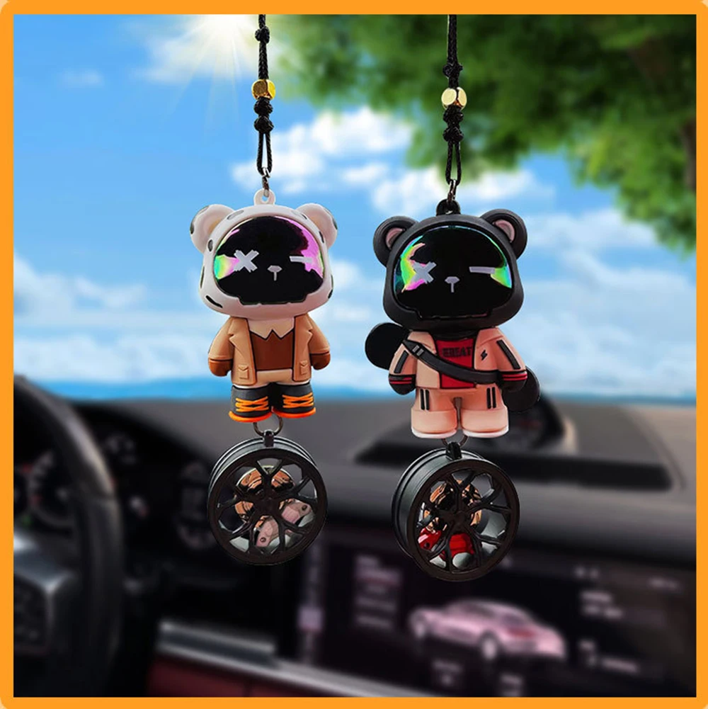 Cartoon Bear Toy Car Decoration High End Tire Wheel Auto Rearview Couple Pocket Gift Accessories S05da8e230b5243a8966ce7e3440f18475