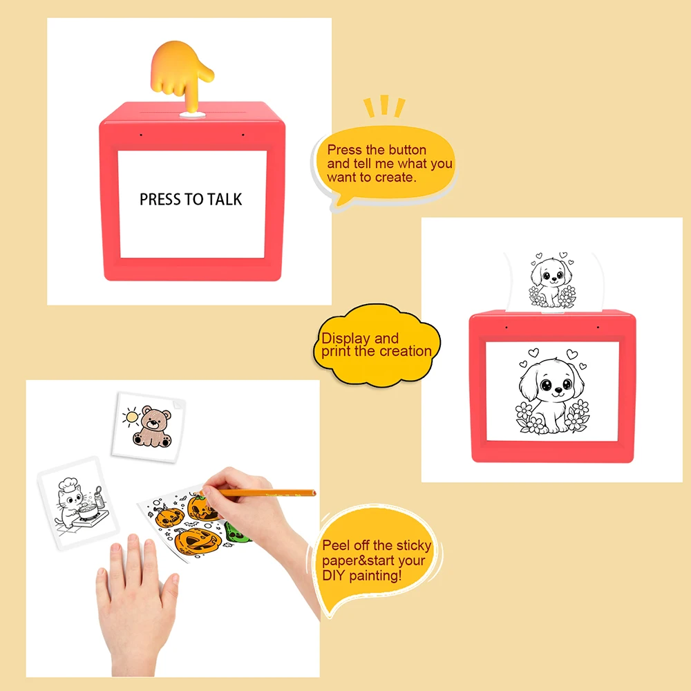 AI 새로운 매직 박스 음성 텍스트 사진 인쇄 미니 열전사 프린터 WIFI 모바일 폰 연결 부모-자녀 상호작용 휴대용