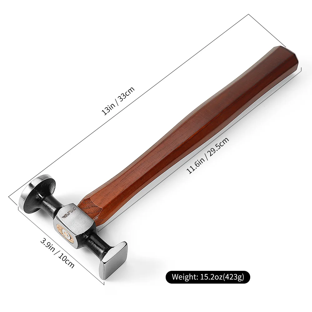 WUTA Leather Mallet Hammer Cobbler Hammer Carbon Steel Double Head Smooth Chasing Hammer for Professional Leather Maul Tools