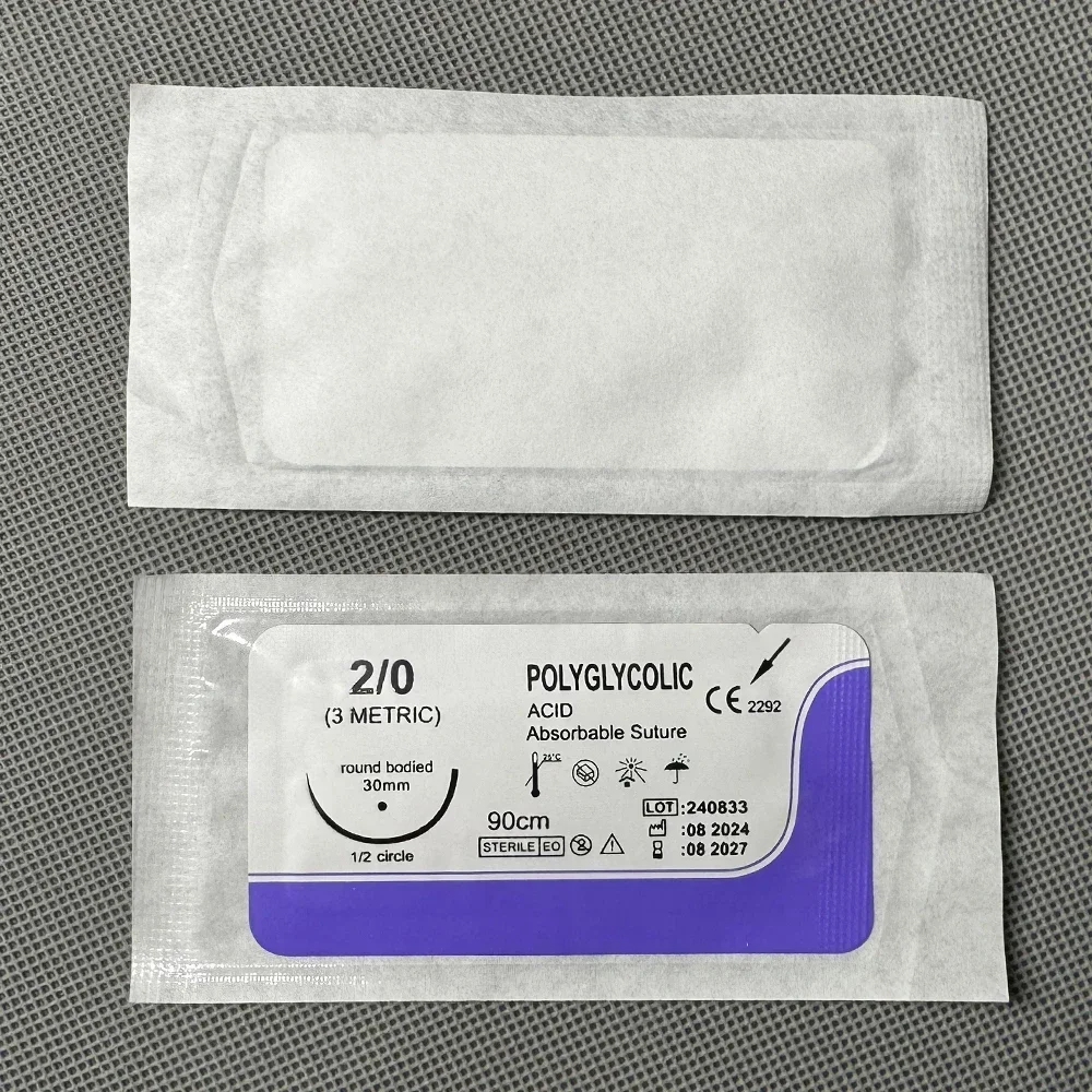 Absorbable Suture Thread 12 Pcs Special For Pet 90cm PGA Sutures With Needle Polyglycolic Acid Sterile Pet Use