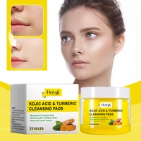 Coussinets nettoyants pour le visage à l'acide de curcuma kojique, tampons nettoyants expensants pour le visage, tampons nettoyants en profondeur pour la peau, coton, sous-soins pour la peau, 55 pièces 4