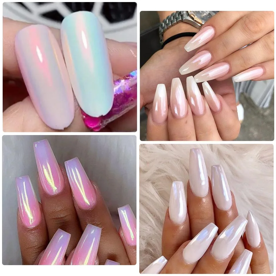 Nail Powder Nail Glitter Nail Decoration Nail Decorations Nail Powder Set 7pc Pearl Nail Glitter Brush Set Rub Dipping Powder for Nails Manicure Holographic Mirror Mermaid Gold Blue Nail Dust GLB01-07-1