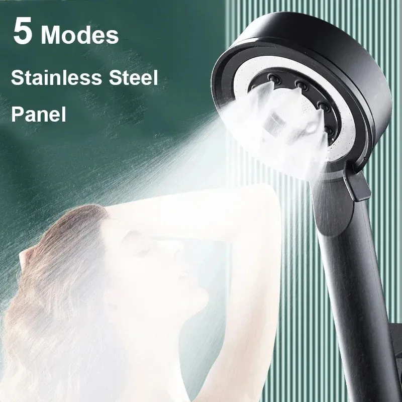 Shower Head High Pressure 5 Modes Water Saving Nozzle Powerful Pressurized, Bathroom High-pressure Water Gun Booster Shower Head