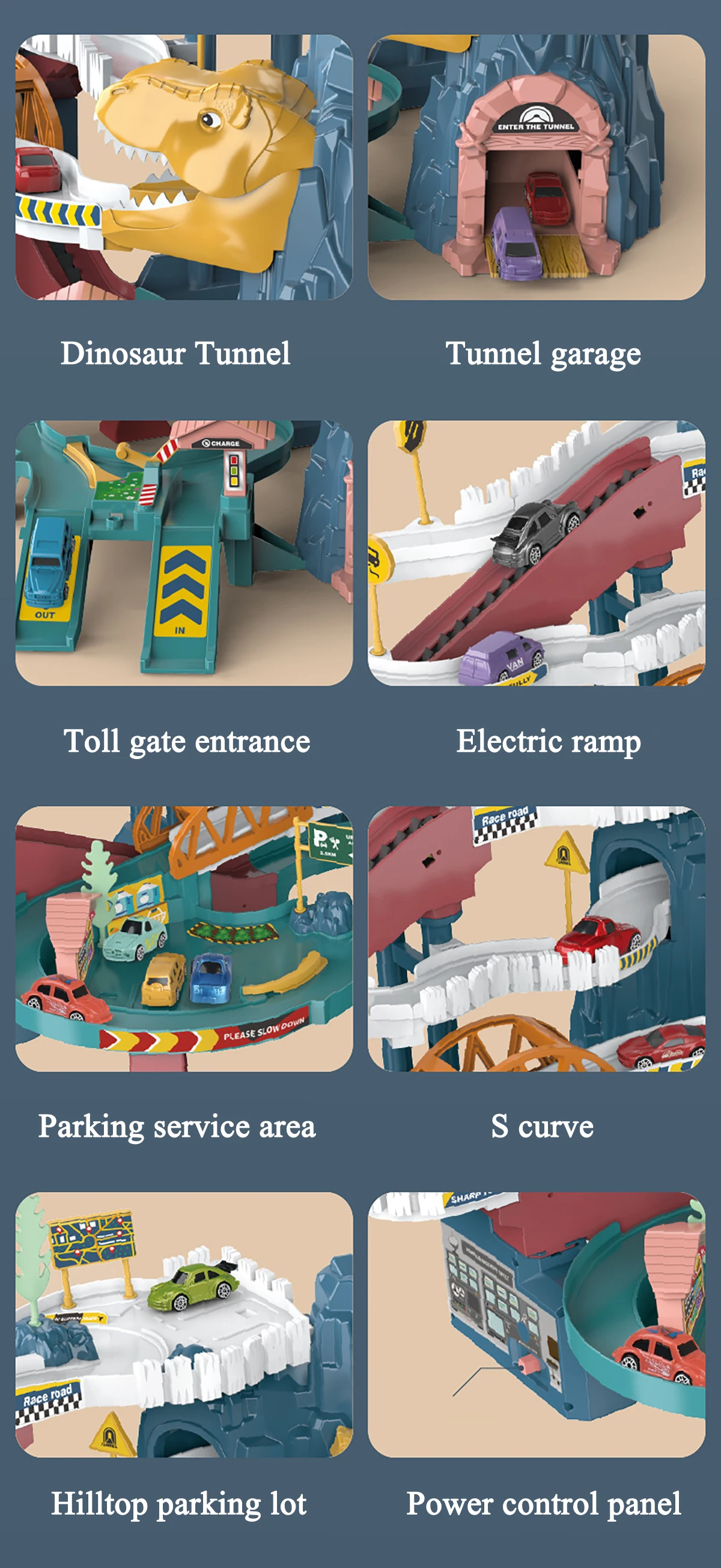 Jouet de voiture de dinosaure jeu de piste de course interactif pour les enfants Jouet de voiture de dinosaure jeu de piste de course interactif pour les enfants