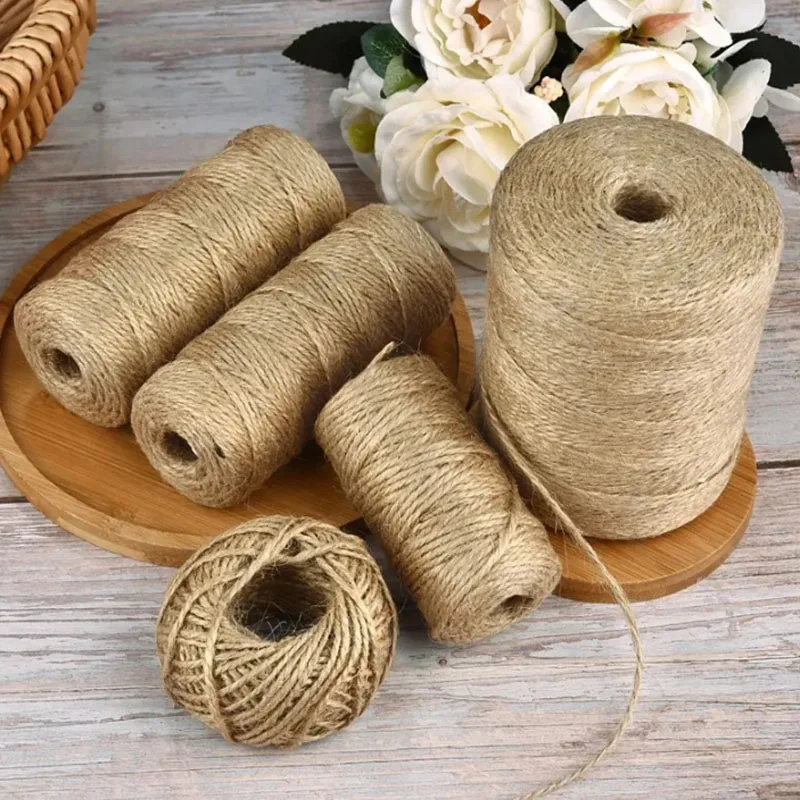 50m/Roll Diameter 1~4mm Natural Vintage Jute Rope Cord String Twine Burlap Ribbon Crafts Sewing DIY Jute Hemp Wedding Party jute rope