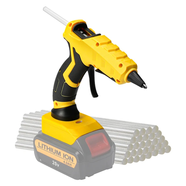 Cordless Electric Hot Glue Gun Fit for Dewalt/Milwaukee/Makita Battery with  30pcs 7mm Sticks Hot Melt Welding Repair DIY Tool