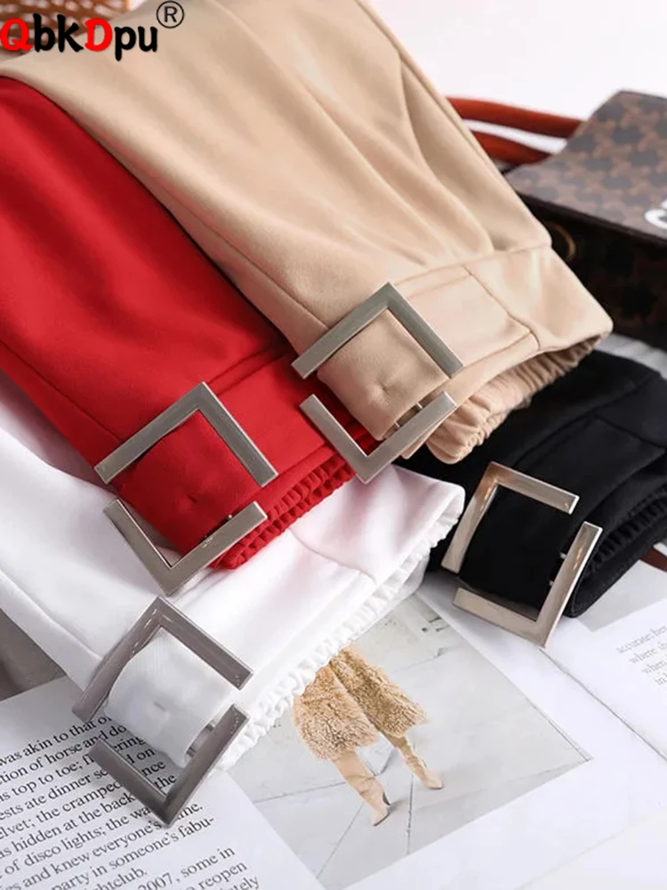 

Брюки-карандаш женские с завышенной талией, повседневные элегантные облегающие деловые штаны, шаровары в Корейском стиле, большие размеры 4XL