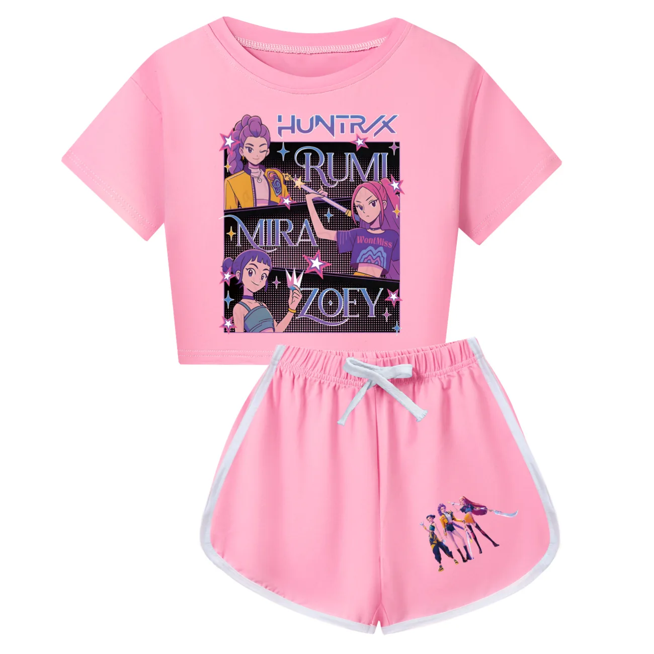 T-shirt Enfant Kpop Demon Hunters - Manches Courtes, Col Rond, Coton Doux, Tailles 90-160