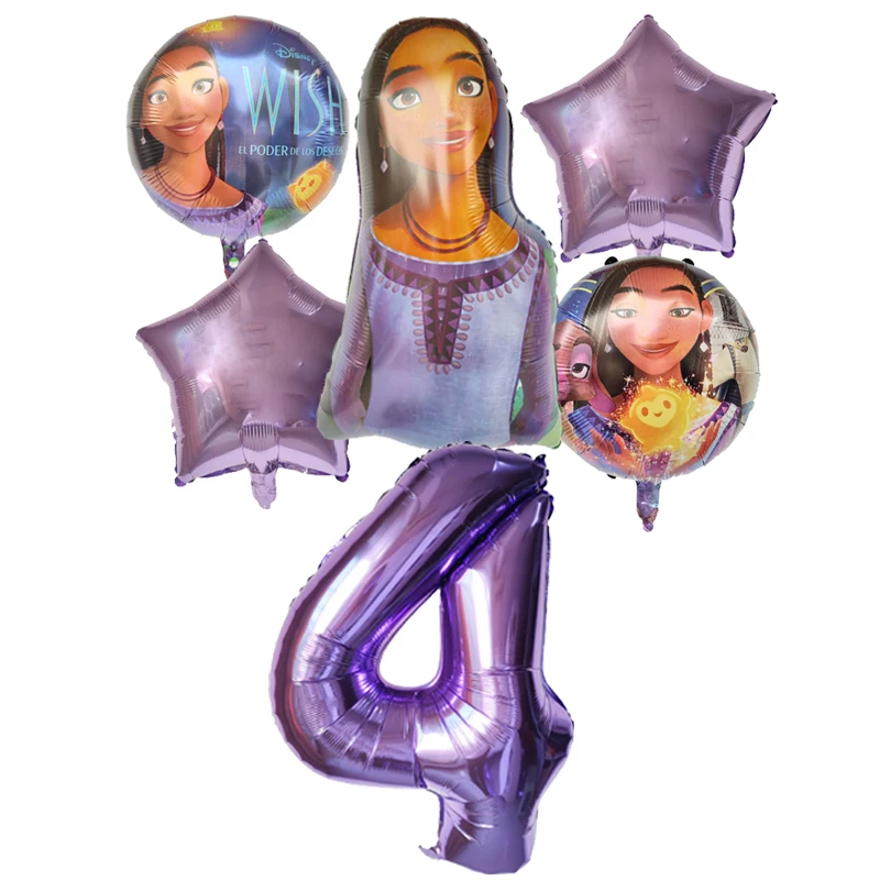 thumbnail image 1 of 6 piezas de globos de deseos con forma de oveja Asha, regalos de dibujos animados de Disney, globos de feliz cumpleaños, decoración con números, suministros para baby shower, regalos, 1 of 5