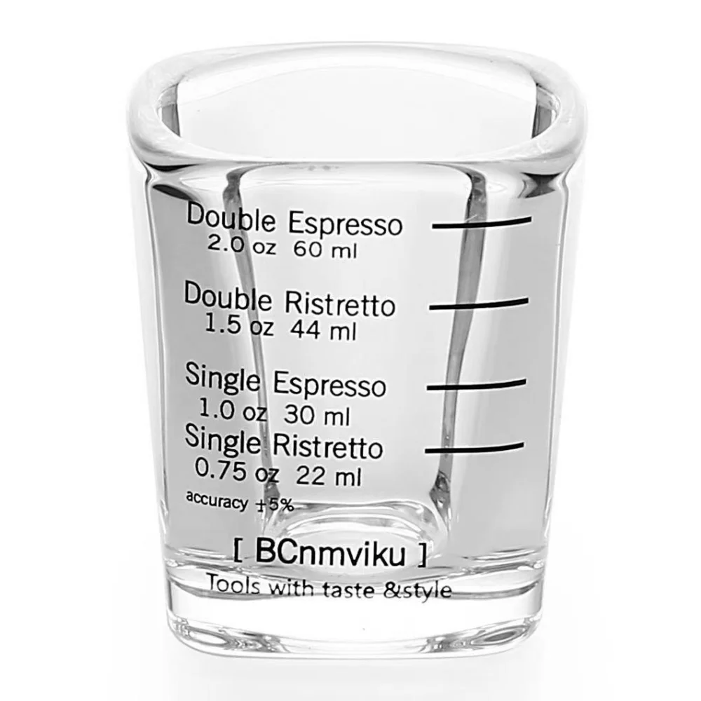 BCnmviku Measuring Cup Shot Glass 4 Ounce/120ML Liquid Heavy High Espresso  Glass Cup Black Line