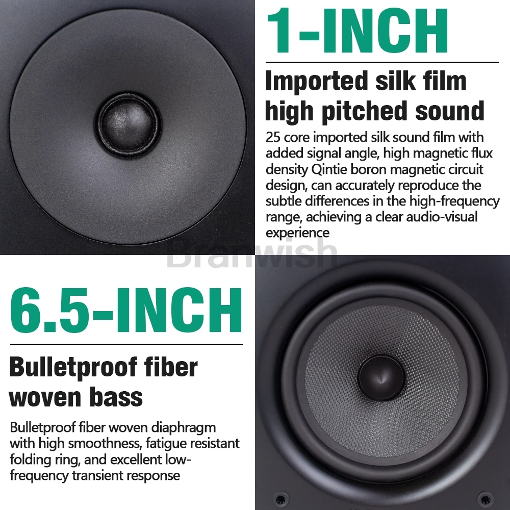 6.5 Inch Desktop Two-Way NS2000MKII Speaker High Power HiFi Audio Speaker Passive Surround Home Theater Bookshelf 100W