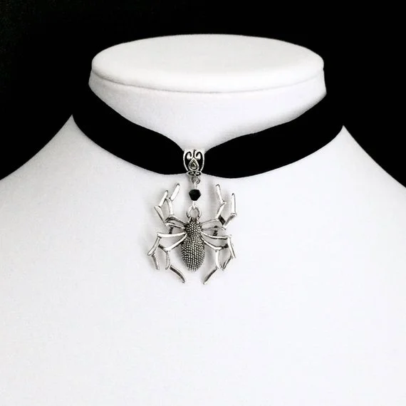 Collana Girocollo Ragno Nero Collana Ciondolo Ragno Punk Argento Collana Catena Ragno Esagerato Collana Gioielli Per Donne E Ragazze Regali