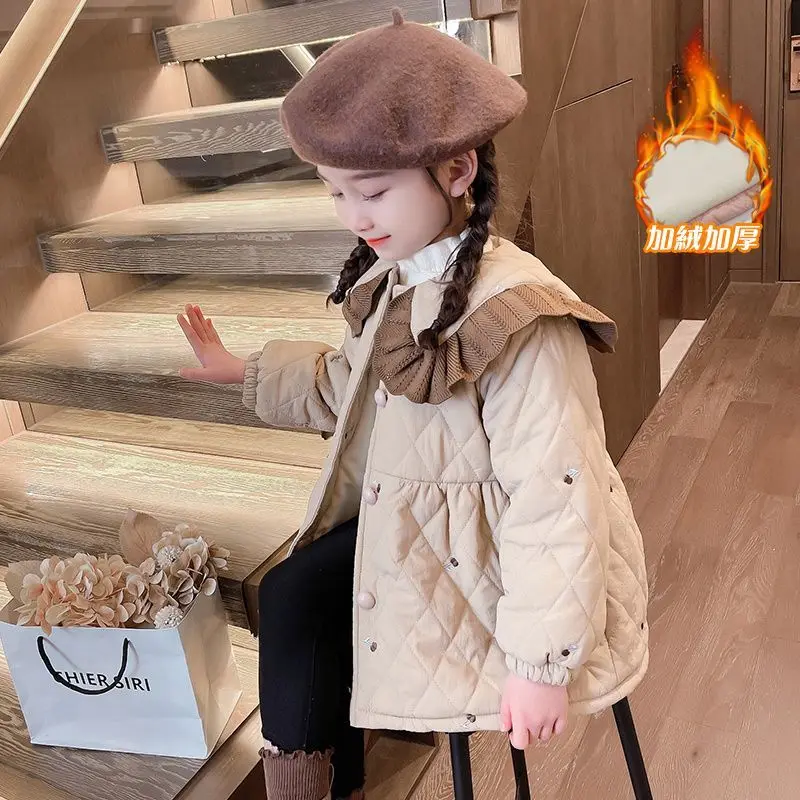 1-11Years Toddler Baby Winter Cotton Padded Jacket for Girls Cute Warm Overcoat Children Outwear Coats 4 5 6 7 8 9 10