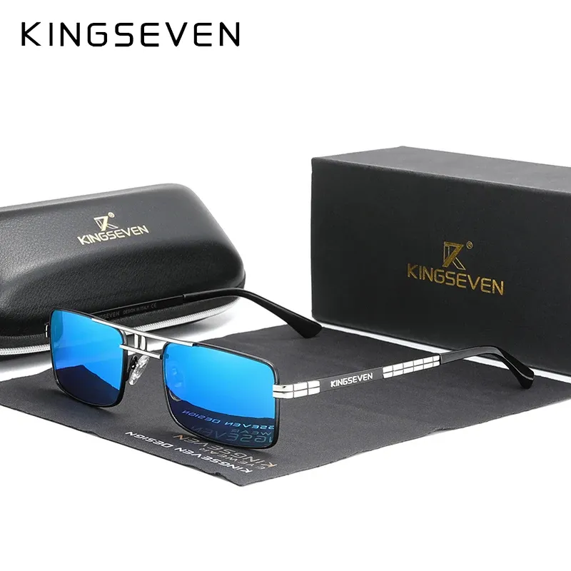 KINGSEVEN Original Fashion Polarized UV400 Sunglasses Vintage Rectangle Frame Men Women Driving Alloy Glasses Outdoor Eyewear