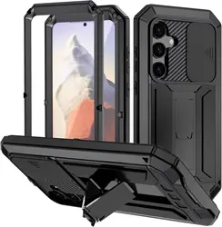 Rugged Military - Grade Aluminum Metal Case with Gorilla Glass Protector and Heavy - Duty Shockproof Design - Galaxy S23 Ultra (Black)