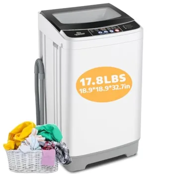 Portable washing machine for apartment, dorm, home, RVs: stainless steel drum, white color, 2.4 cu.ft capacity with 10 programs 1