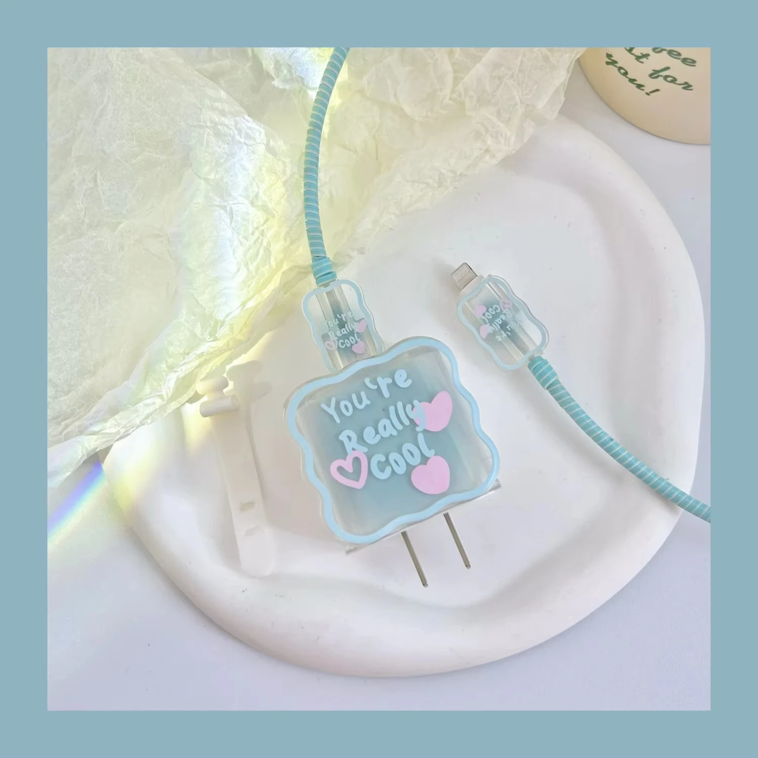 جراب حماية لطيف للشحن لـ iPhone ، واقي شاحن ، منظم...