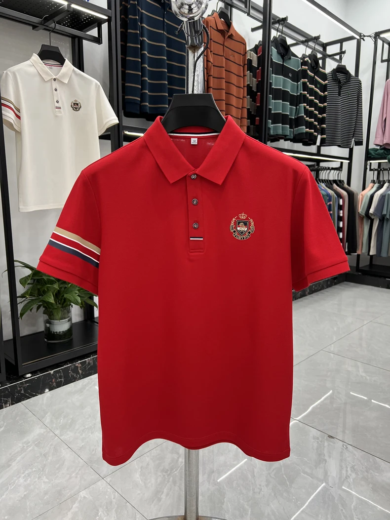 High end brand men's short sleeved polo shirt with classic stripe design top summer fashion embroidery breathable casual T-shirt 28 S05db6a10a4b94a0993057dbfb27e2db8P