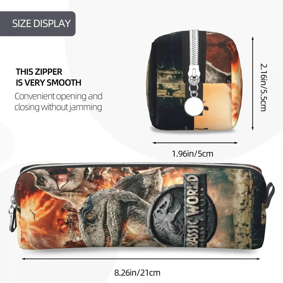 패션 새로운 쥬라기 세계 영화 공룡 연필 케이스 연필 케이스 펜 상자 학생 대형 저장 가방 사무실 선물 문구