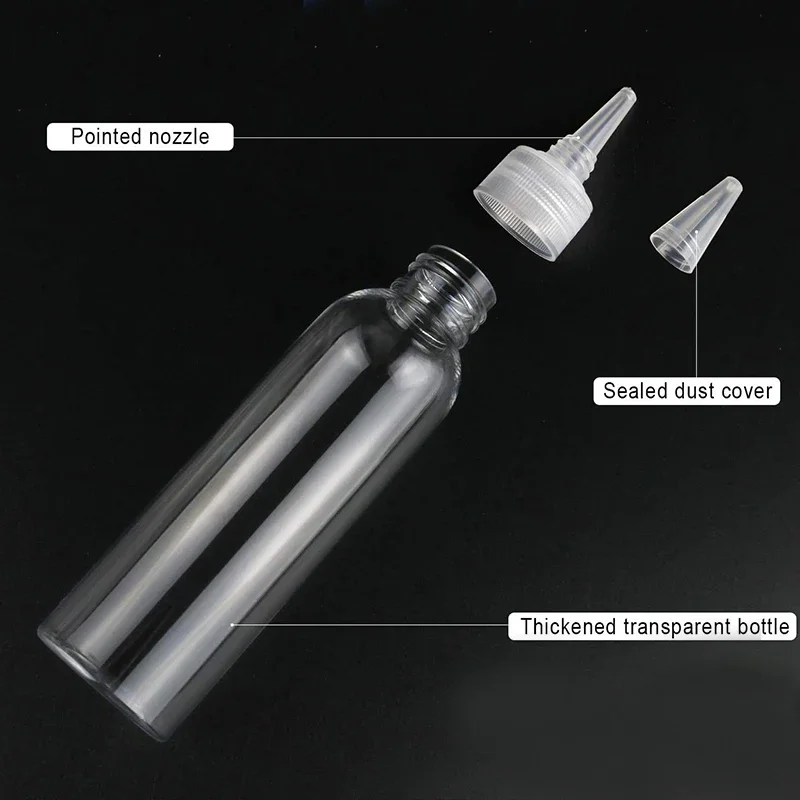 10Pcs Transparent Sharp-mouth Bottle 10/30/50/60/100/120ml Plastic Squeezable Needle Bottles Color Paste Bottle Ink Glue Bottle 6