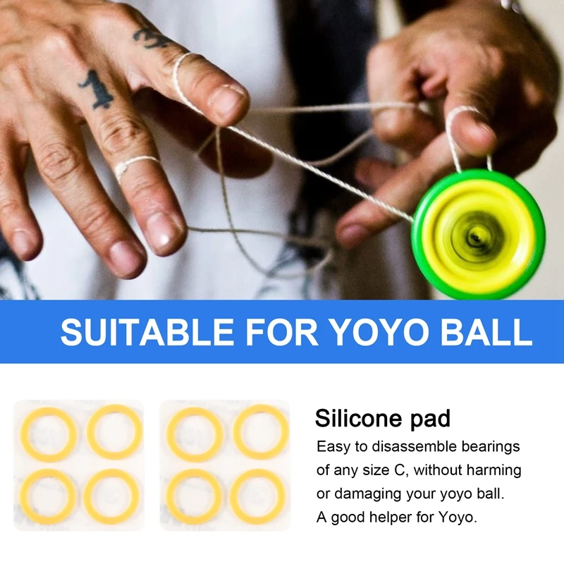 Yoyo Bearing Kit,12 Yoyo Strings,8 Silicone Pads,2 10 Ball Unresponsive Bearing,2 Narrow C Responsive Bearing,4Yoyo Axle