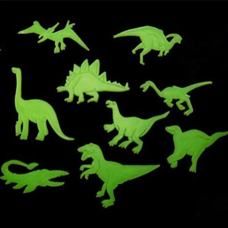 Fluorescent Dinosaurs Stickers Baby Kids Toy 9Pcs/set Glow in the Dark wall stickers glow dark stickers glow dark dinosaur blocks