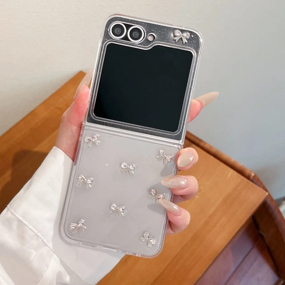Cute Bowknot Transparent Shockproof Flip Case - Elegant and Protective Cover