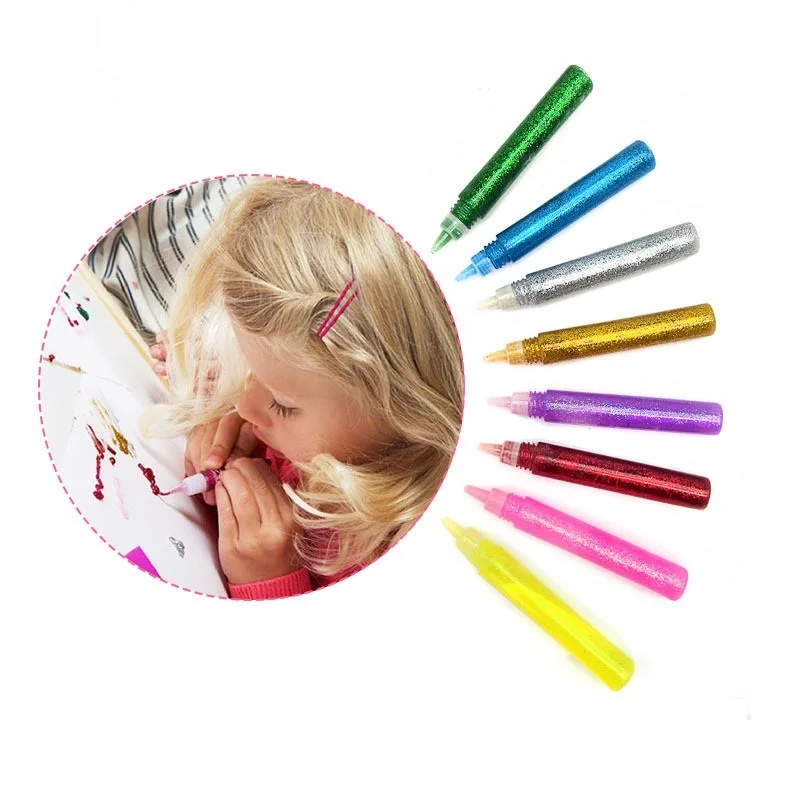 6 Colors Glitter Pen Deli Glitter Glue Painting Markers For Drawing  Eco-friendly Washable Coloring Markers For Kids - AliExpress