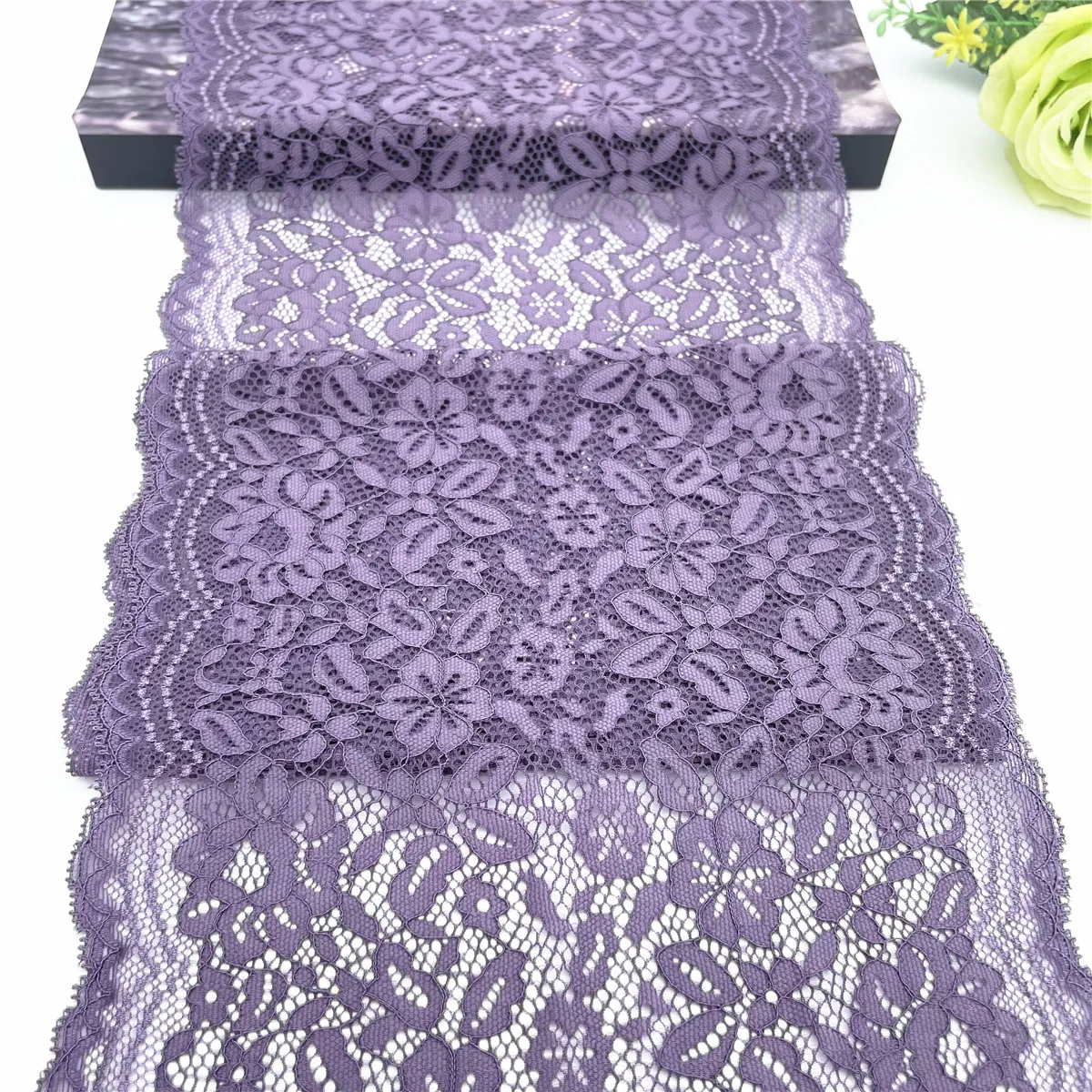 3y/lot Width 8 1/4 inch 21cm Grape Purple Elastic Lace Trim 1