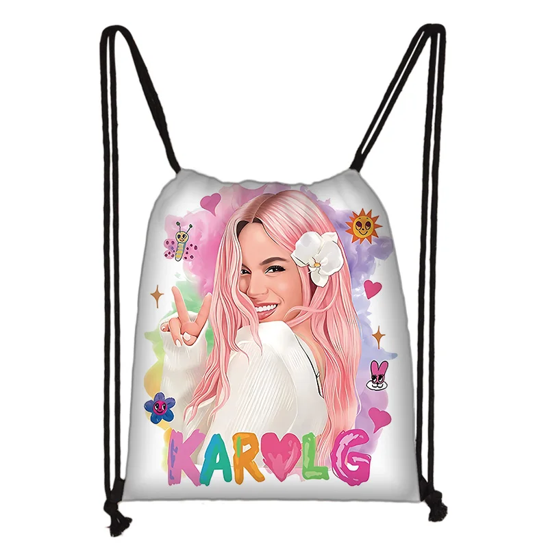 Cartoon Child Printed Drawstring for Karol G Manana Sera Bonito Shopping Bag Men Women Football Sports Gym Storage Yoga Backpack 1
