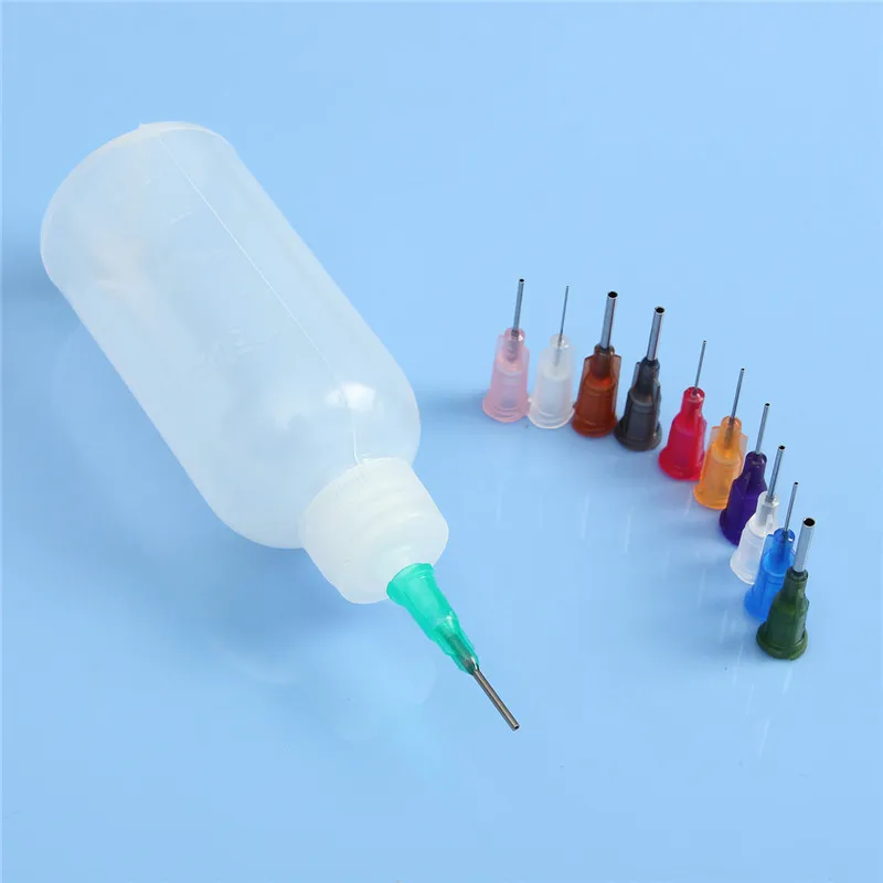 30ML/50ML Plastic Liquid Bottle With Needle For Rosin Solder Flux Paste Alcohol Glue Dispenser Drop +11 Needle Tool  Accessories