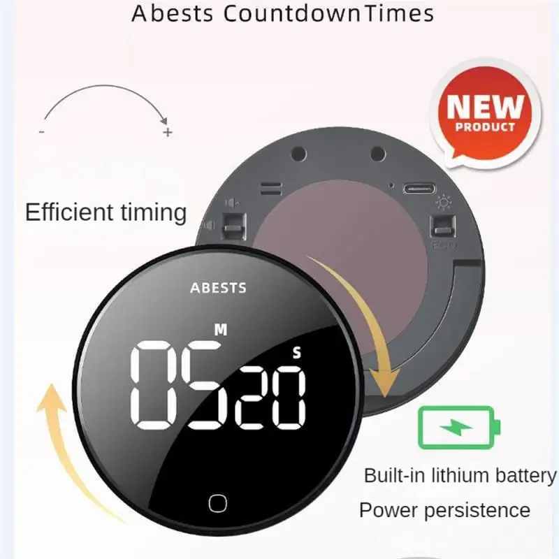 

Kitchen Timer Typec Interface Energy Saving Switch Built-in Lithium Battery Rotation Timing Magnetic Design Spin Timer Timer