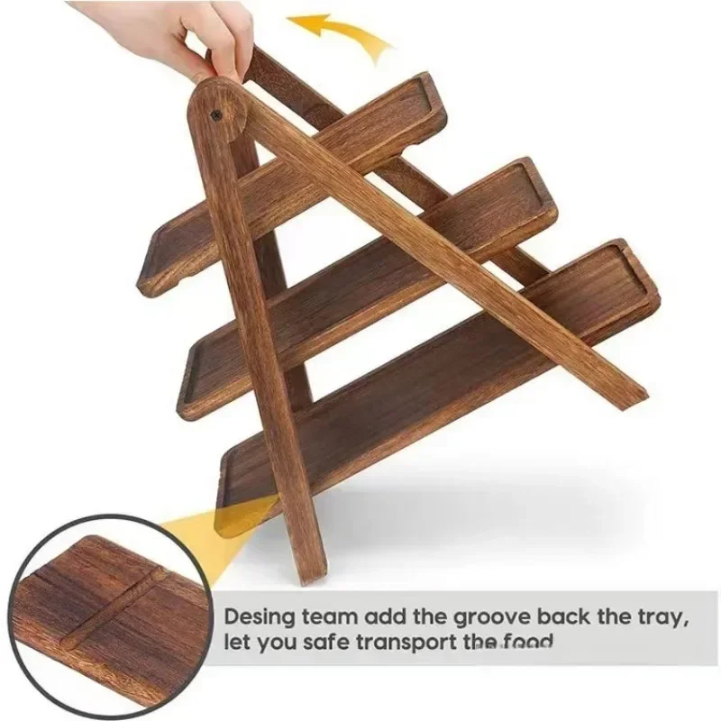 3 Tier Wooden Cake Stand Detachable Pastry and Burger Stand for Family Parties Birthdays and Wedding Displays